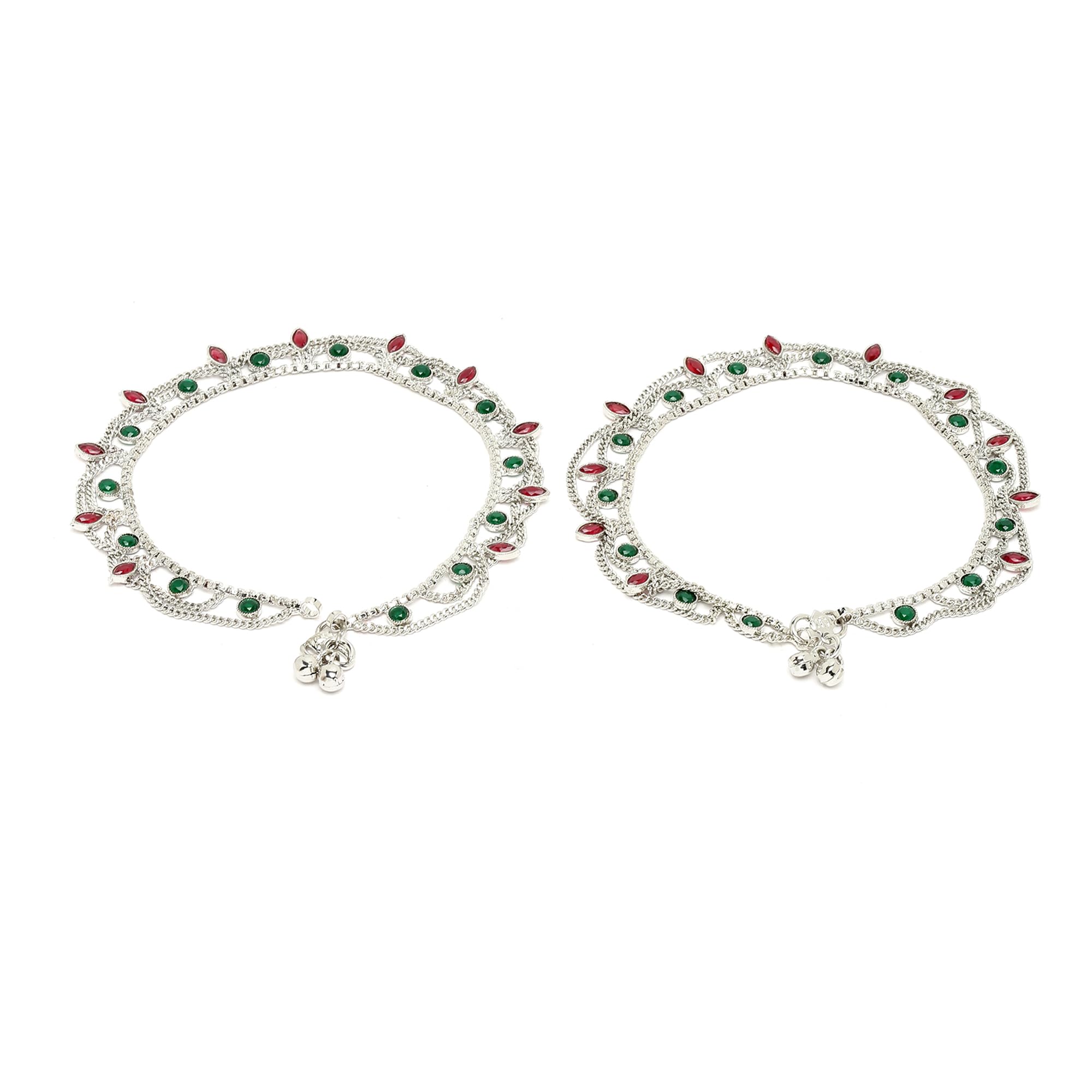 American Diamond Studded Copper Pair of Anklets Jewellery
